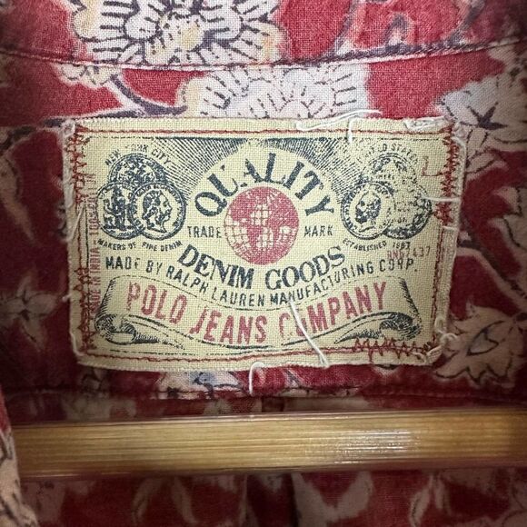 Polo Jean Company VTG Red Paisley Button Up Shirt L - Picture 3 of 9
